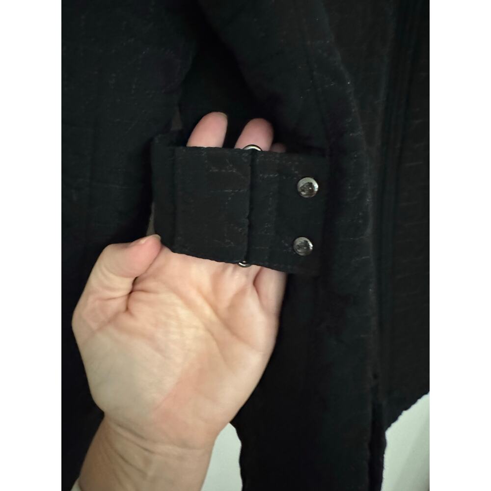 Gallery Petite Black Quilted Jacket Small Zip Front Structured Coat - Picture 5 of 10